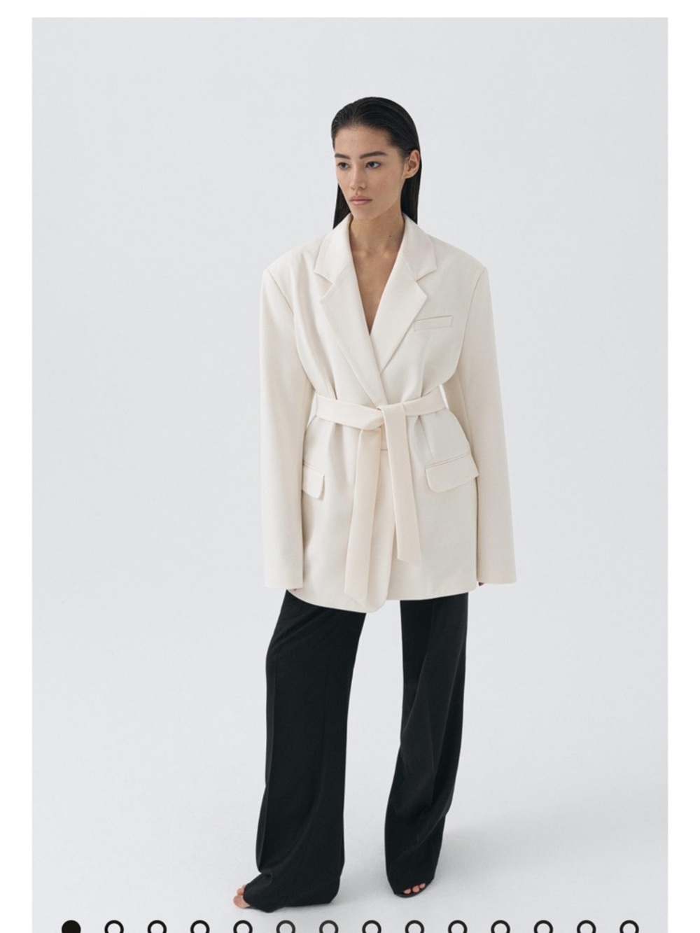 Bazilika Cream Belted Blazer Jacket